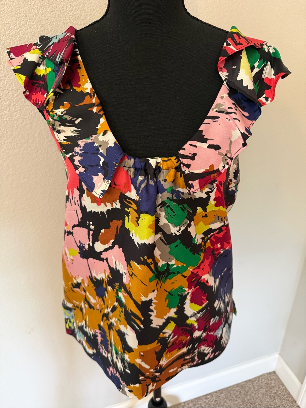 J. Crew Multicolor Ruffle-Trim Floral Abstract Camisole